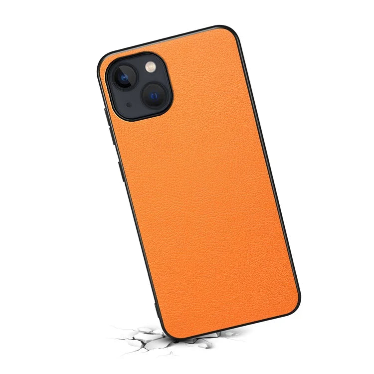For iPhone 13 Case PU Leather Calf Texture Cell Phone Back Cover