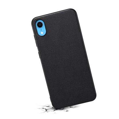 For iPhone XR Case Calf Texture PU Leather Cell Phone Back Cover
