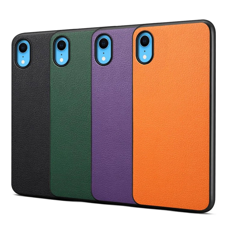 For iPhone XR Case Calf Texture PU Leather Cell Phone Back Cover