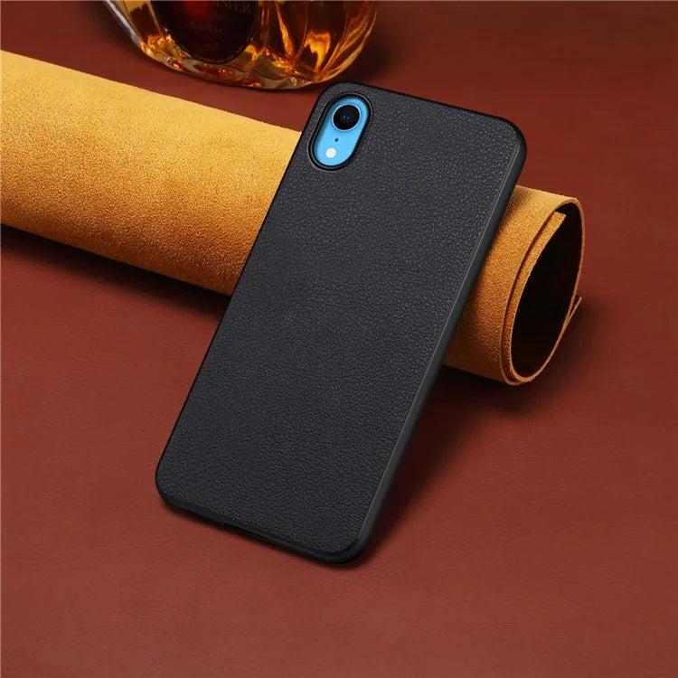 For iPhone XR Case Calf Texture PU Leather Cell Phone Back Cover