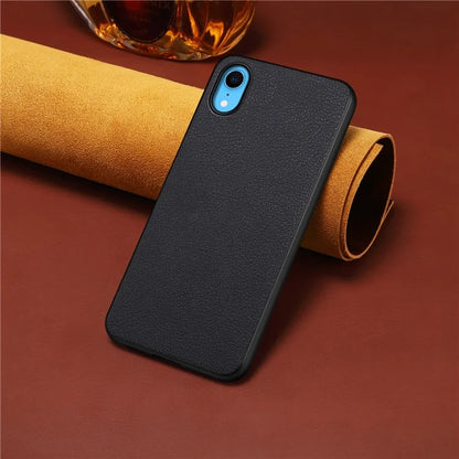 For iPhone XR Case Calf Texture PU Leather Cell Phone Back Cover
