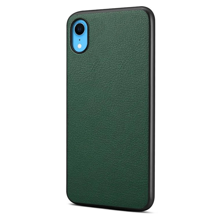 For iPhone XR Case Calf Texture PU Leather Cell Phone Back Cover