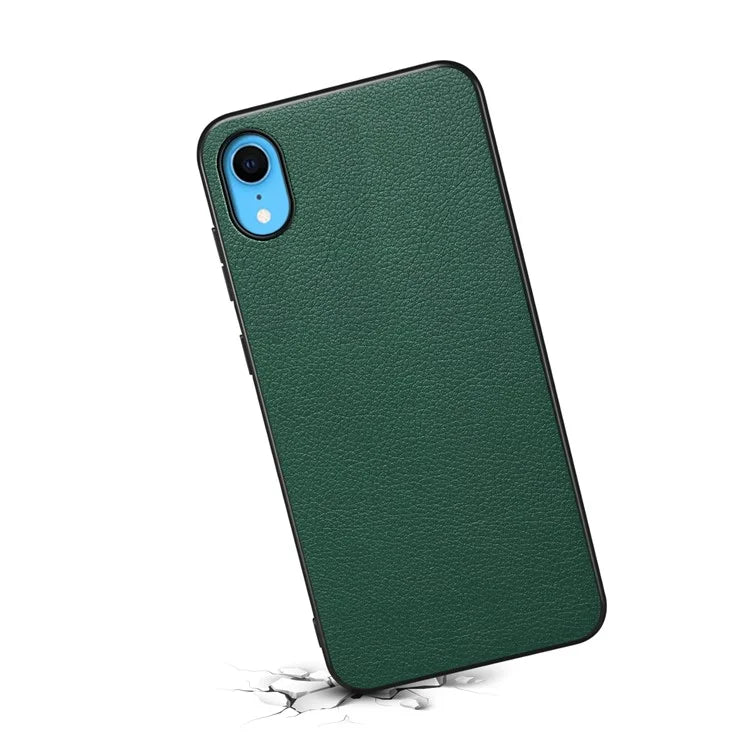 For iPhone XR Case Calf Texture PU Leather Cell Phone Back Cover