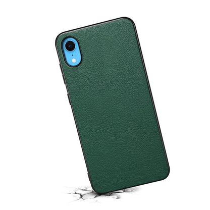 For iPhone XR Case Calf Texture PU Leather Cell Phone Back Cover