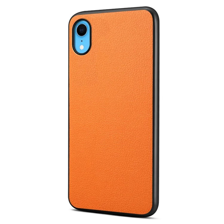 For iPhone XR Case Calf Texture PU Leather Cell Phone Back Cover