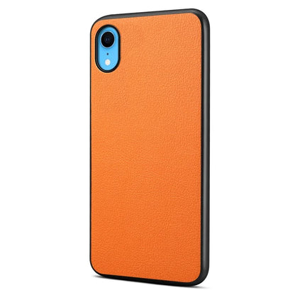 For iPhone XR Case Calf Texture PU Leather Cell Phone Back Cover