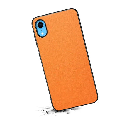 For iPhone XR Case Calf Texture PU Leather Cell Phone Back Cover