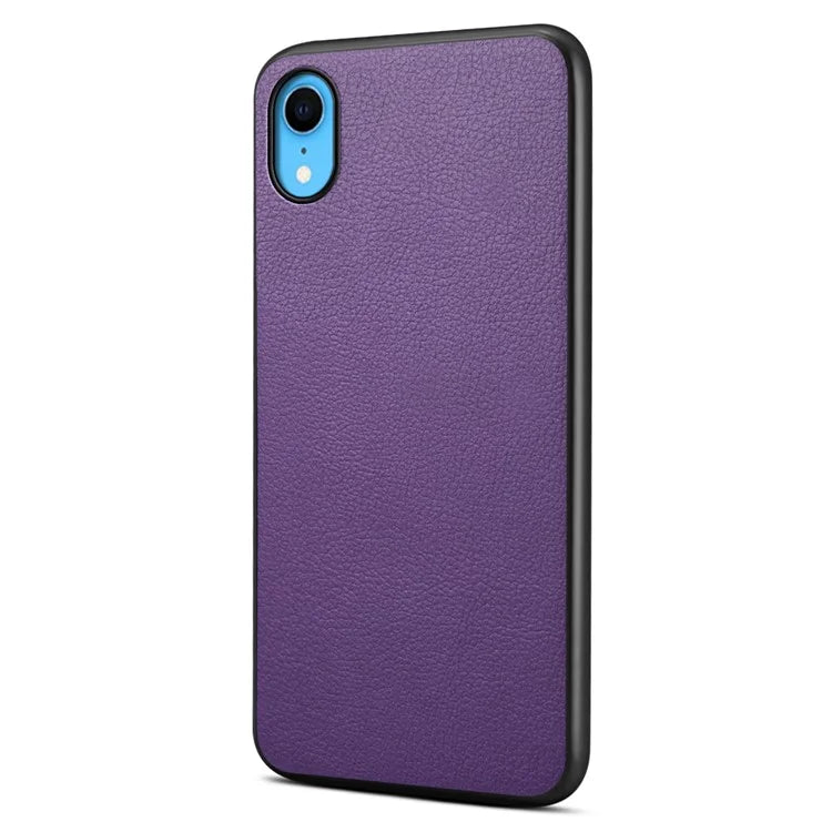 For iPhone XR Case Calf Texture PU Leather Cell Phone Back Cover