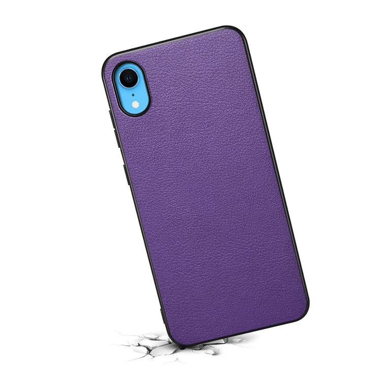 For iPhone XR Case Calf Texture PU Leather Cell Phone Back Cover