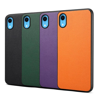 For iPhone XR Case Calf Texture PU Leather Cell Phone Back Cover