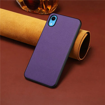 For iPhone XR Case Calf Texture PU Leather Cell Phone Back Cover