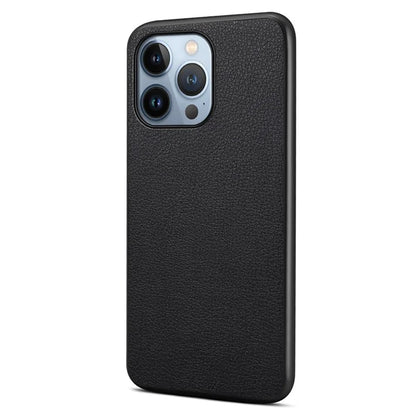 For iPhone 13 Pro Max Slim Case Calf Texture PU+TPU+PC Phone Back Cover