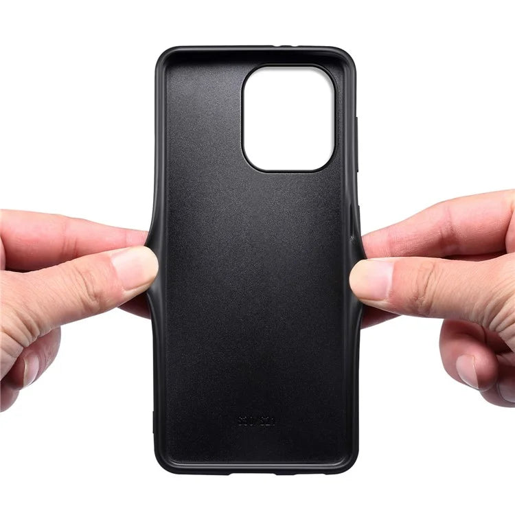For iPhone 13 Pro Max Slim Case Calf Texture PU+TPU+PC Phone Back Cover