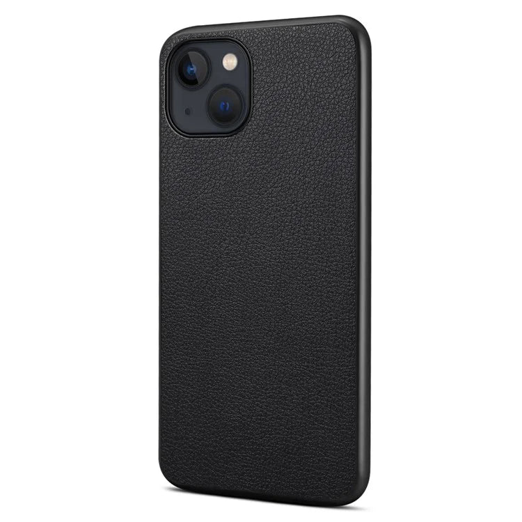 For iPhone 14 Case PU+TPU+PC Calf Texture Cell Phone Back Cover
