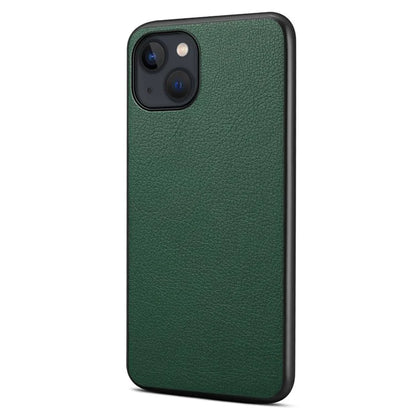 For iPhone 14 Case PU+TPU+PC Calf Texture Cell Phone Back Cover