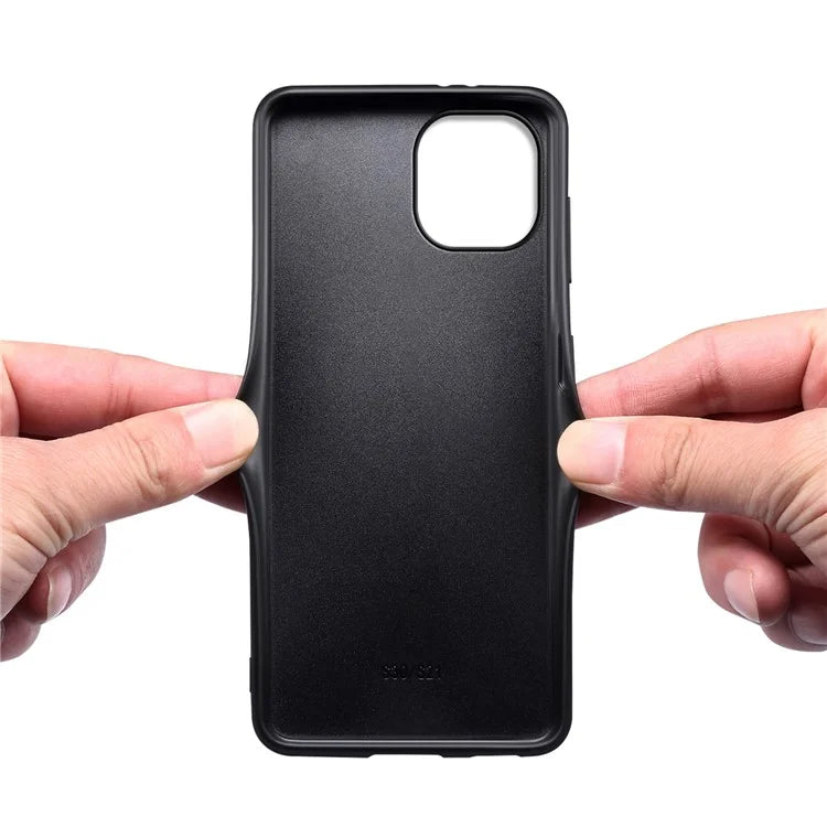 For iPhone 14 Case PU+TPU+PC Calf Texture Cell Phone Back Cover