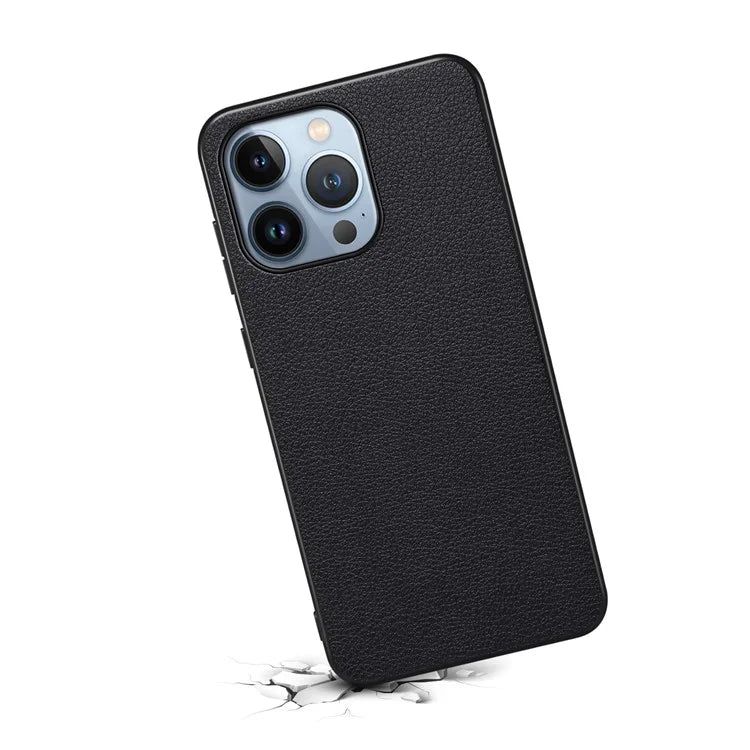 For iPhone 13 Pro Shockproof Case PU Leather Calf Texture Cell Phone Back Cover