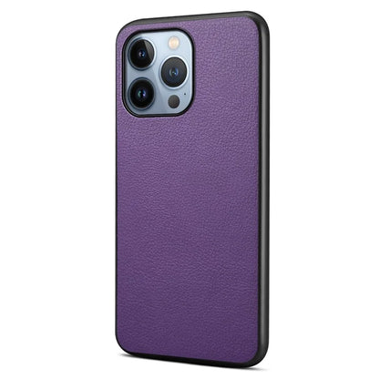 For iPhone 13 Pro Shockproof Case PU Leather Calf Texture Cell Phone Back Cover