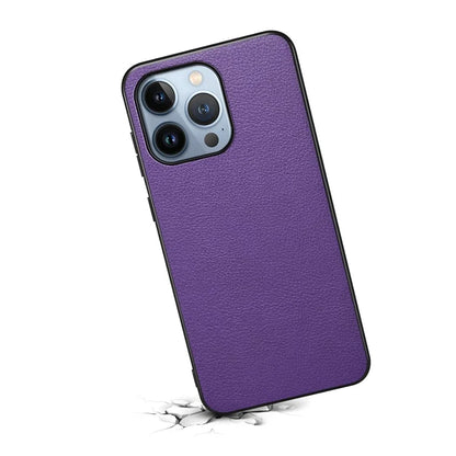 For iPhone 13 Pro Shockproof Case PU Leather Calf Texture Cell Phone Back Cover