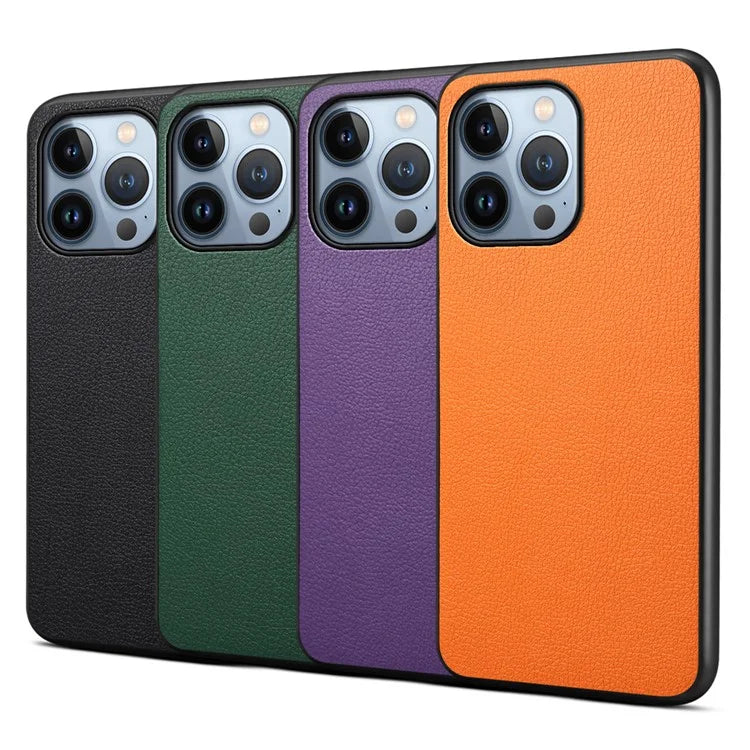 For iPhone 13 Pro Shockproof Case PU Leather Calf Texture Cell Phone Back Cover