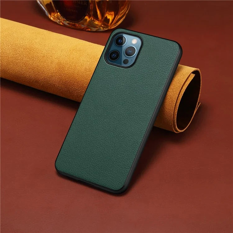 For iPhone 12 Pro Max Case PU Leather+PC+TPU Phone Cover Calf Texture