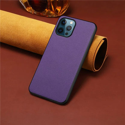 For iPhone 12 Pro Max Case PU Leather+PC+TPU Phone Cover Calf Texture