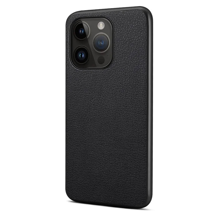 For iPhone 14 Pro Max Case Calf Texture PU+TPU+PC Phone Back Cover