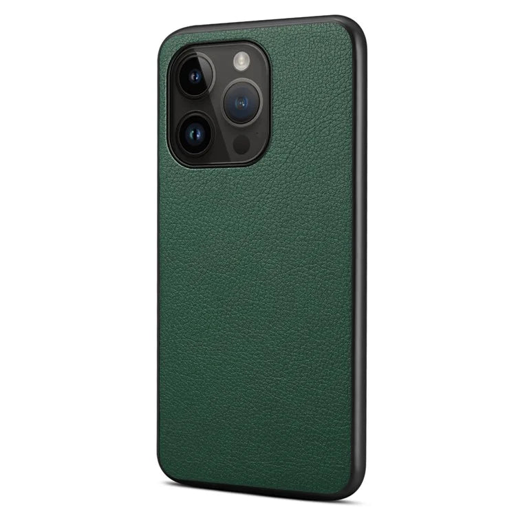 For iPhone 14 Pro Max Case Calf Texture PU+TPU+PC Phone Back Cover