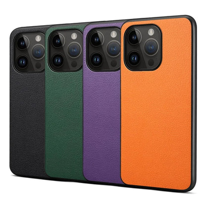For iPhone 14 Pro Max Case Calf Texture PU+TPU+PC Phone Back Cover