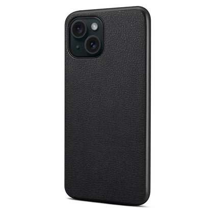 For iPhone 15 Plus Case Calf Texture PU Leather Covered Cell Phone Case