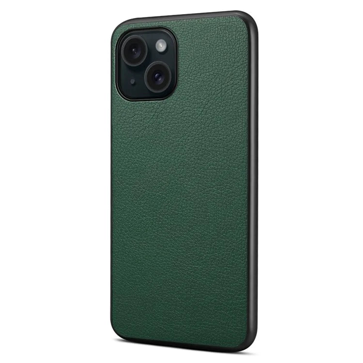 For iPhone 15 Plus Case Calf Texture PU Leather Covered Cell Phone Case