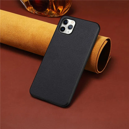 For iPhone 11 Pro Max Case Calf Texture PU Leather+PC+TPU Phone Cover
