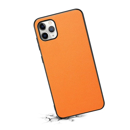 For iPhone 11 Pro Max Case Calf Texture PU Leather+PC+TPU Phone Cover