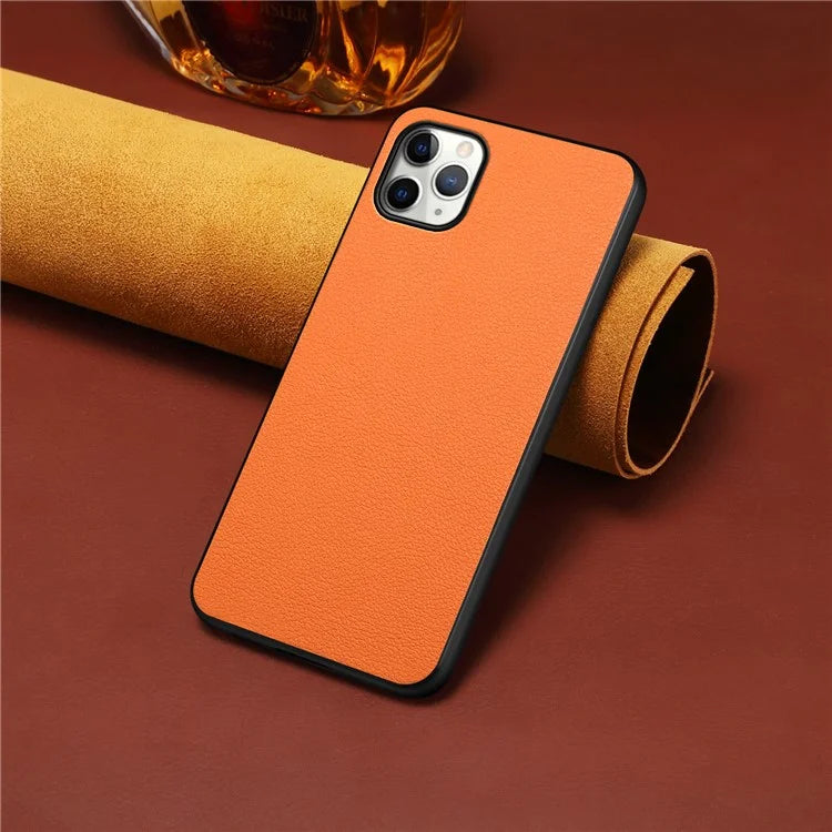 For iPhone 11 Pro Max Case Calf Texture PU Leather+PC+TPU Phone Cover