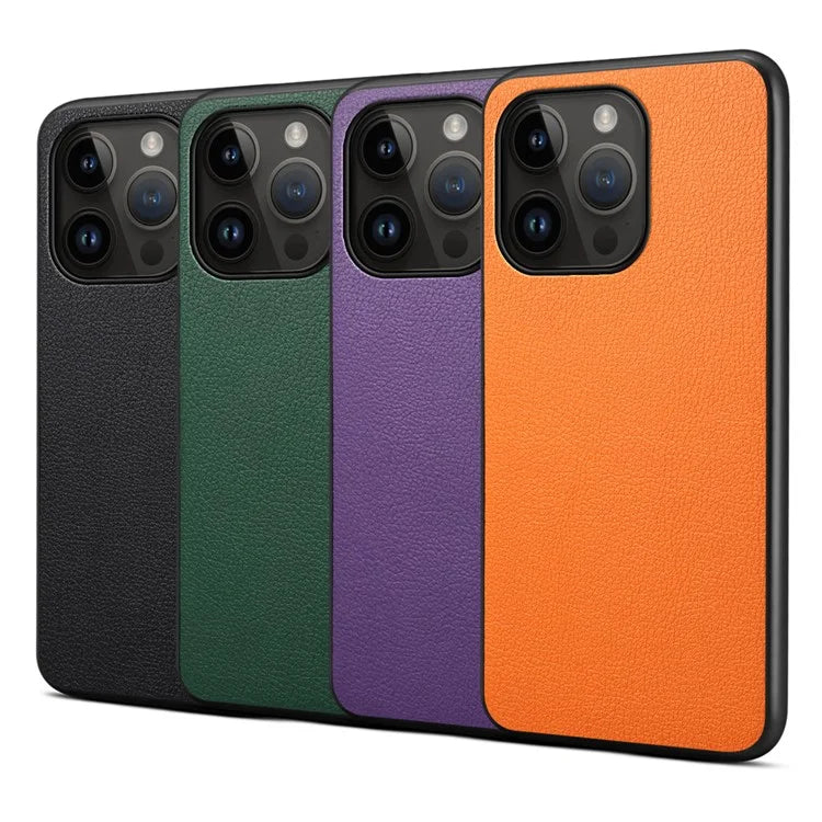 For iPhone 14 Pro Protective Case Calf Texture PU+PC+TPU Phone Cover