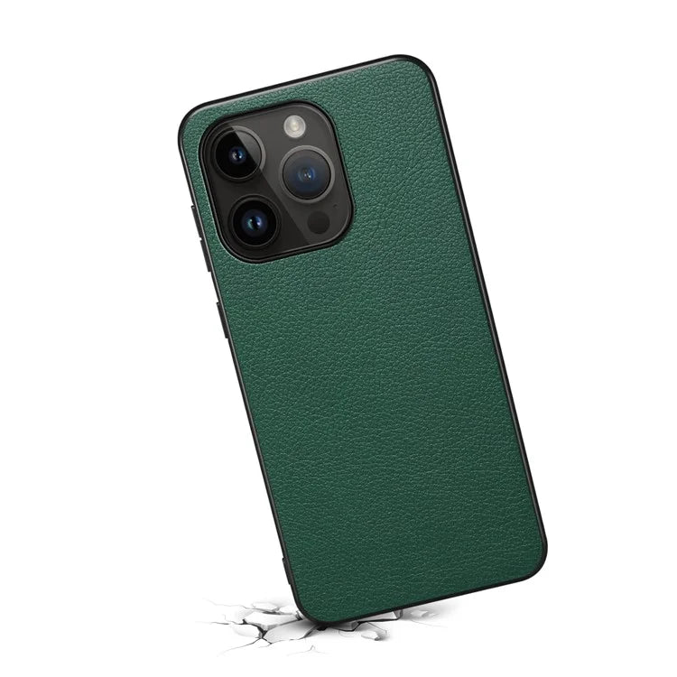For iPhone 14 Pro Protective Case Calf Texture PU+PC+TPU Phone Cover