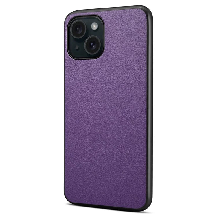For iPhone 14 Plus Case Calf Texture PU Leather+TPU+PC Back Phone  Cover
