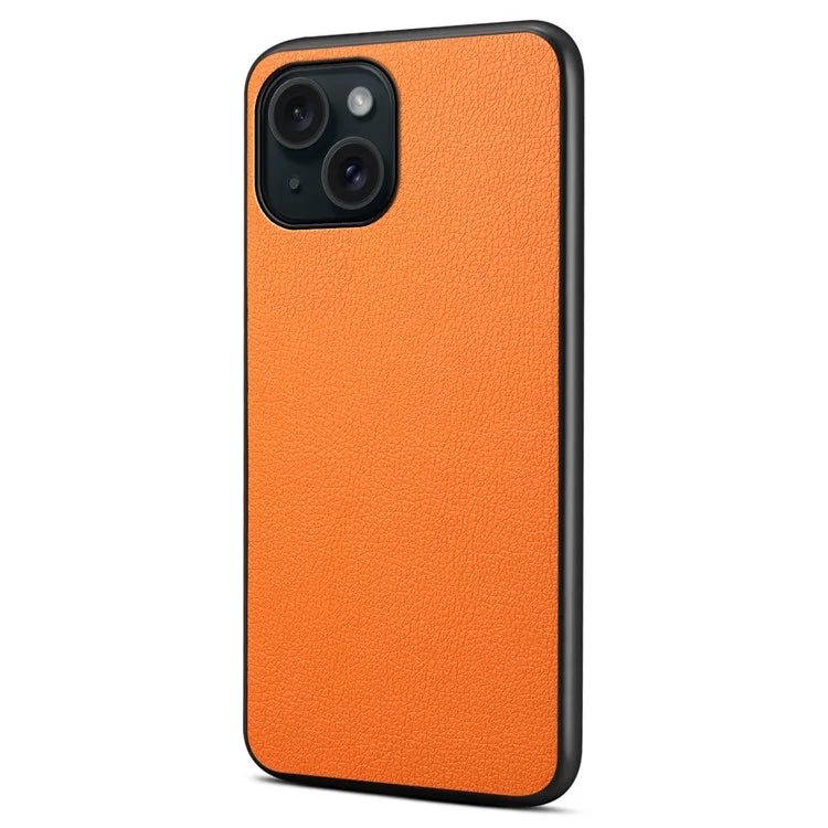 For iPhone 14 Plus Case Calf Texture PU Leather+TPU+PC Back Phone  Cover