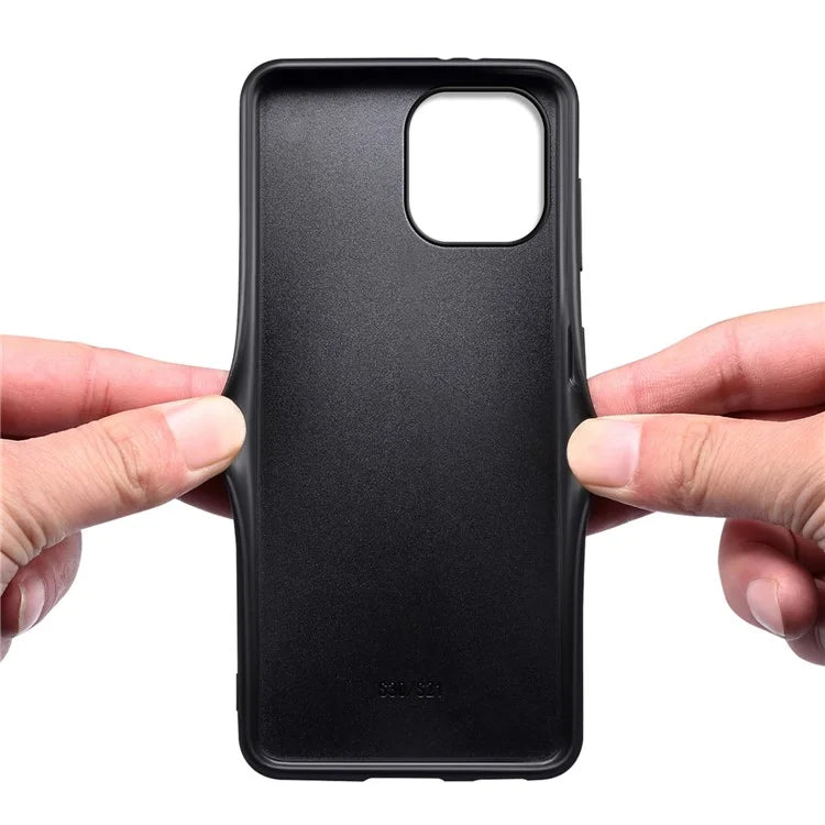 For iPhone 15 Slim Fit Case Anti-Drop Calf Texture PU+PC+TPU Phone Cover