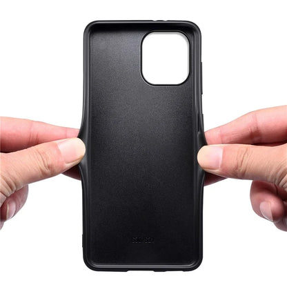 For iPhone 15 Slim Fit Case Anti-Drop Calf Texture PU+PC+TPU Phone Cover