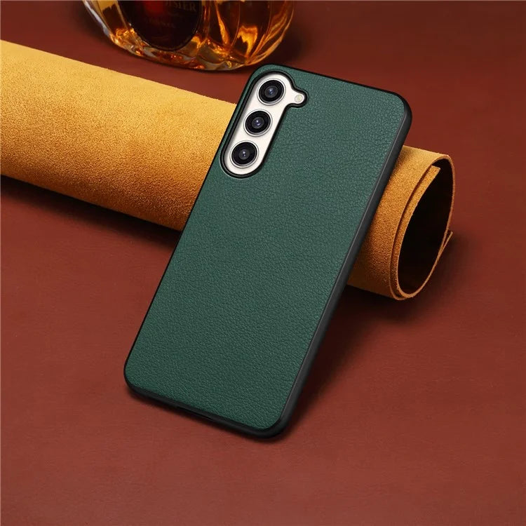 For Samsung Galaxy S23+ Slim Case Calf Texture PU+PC+TPU Phone Cover