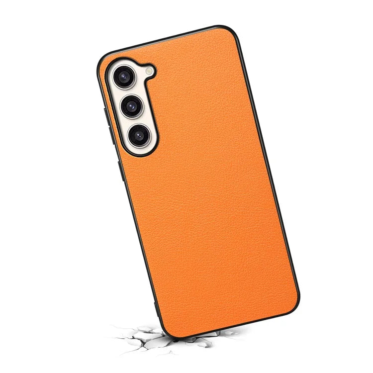 For Samsung Galaxy S23+ Slim Case Calf Texture PU+PC+TPU Phone Cover