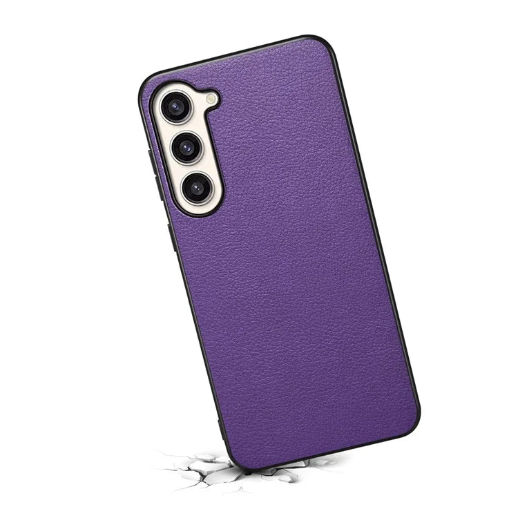 For Samsung Galaxy S23+ Slim Case Calf Texture PU+PC+TPU Phone Cover