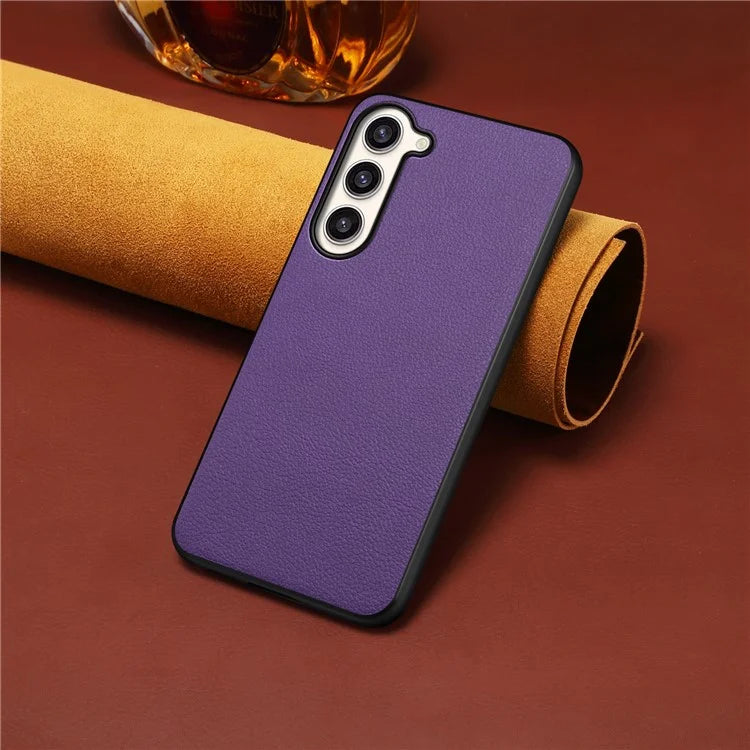 For Samsung Galaxy S23+ Slim Case Calf Texture PU+PC+TPU Phone Cover