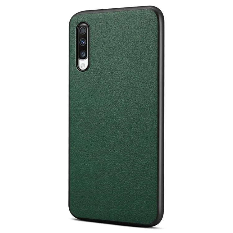For Samsung Galaxy A70 Case PU Leather Drop Protection Phone Cover with Calf Texture