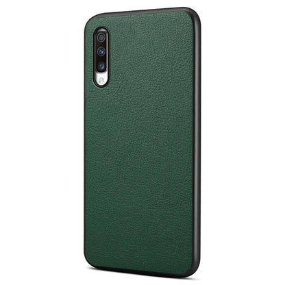 For Samsung Galaxy A70 Case PU Leather Drop Protection Phone Cover with Calf Texture