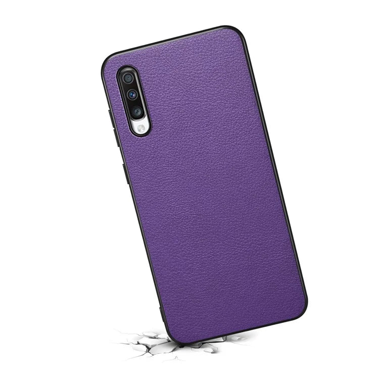 For Samsung Galaxy A70 Case PU Leather Drop Protection Phone Cover with Calf Texture