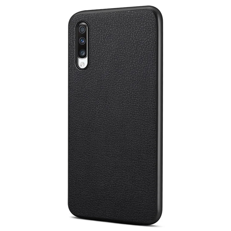 For Samsung Galaxy A70 Case PU Leather Drop Protection Phone Cover with Calf Texture