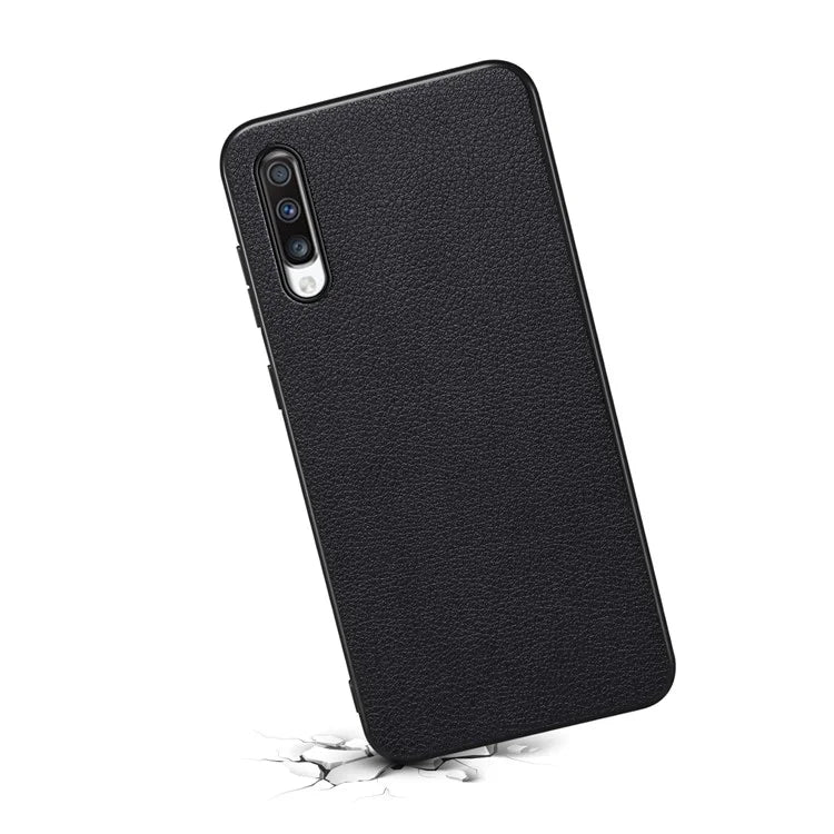 For Samsung Galaxy A70 Case PU Leather Drop Protection Phone Cover with Calf Texture