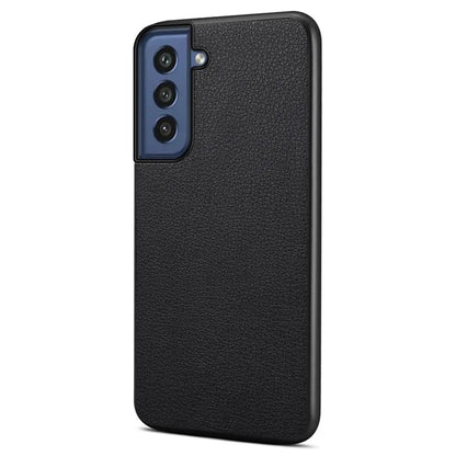 For Samsung Galaxy S21 FE 5G Case Calf Texture PU Leather+TPU+PC Phone Protector